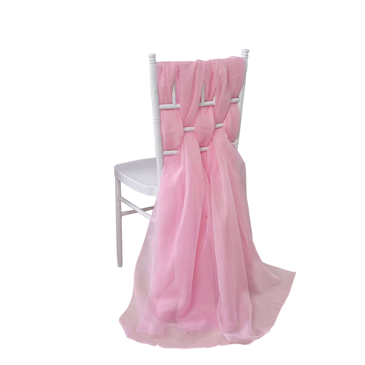 5 Pack Chiffon Chair Sashes Pink - Soft & Lightweight Designer Chair Bows 22"x78" - Linen Luxes