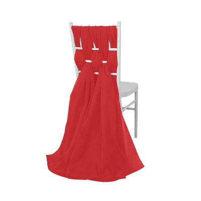 5 Pack Chiffon Chair Sashes Red - Soft & Lightweight Designer Chair Bows 22"x78" - Linen Luxes