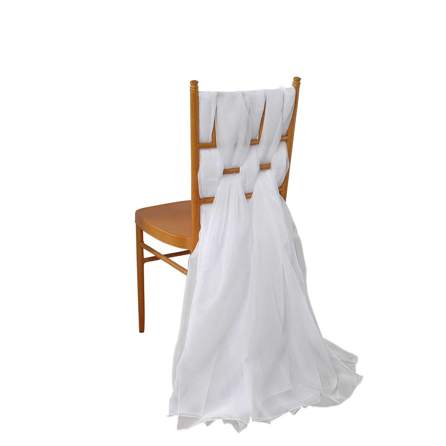 5 Pack Chiffon Chair Sashes White - Soft & Lightweight Designer Chair Bows for Stylish DIY Chair Accents 22"x78" - Linen Luxes