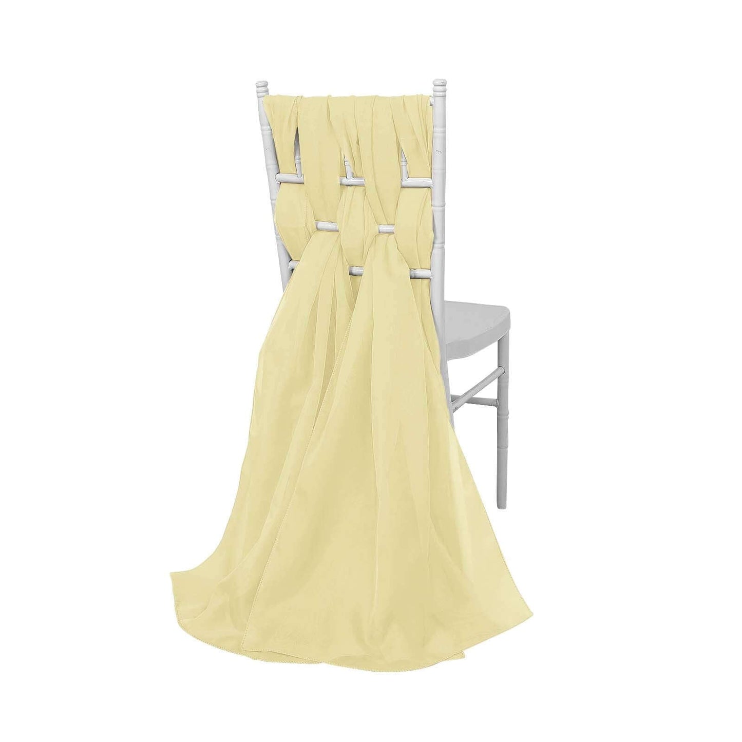 5 Pack Chiffon Chair Sashes Yellow - Soft & Lightweight Designer Chair Bows 22"x78" - Linen Luxes