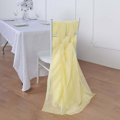 5 Pack Chiffon Chair Sashes Yellow - Soft & Lightweight Designer Chair Bows 22"x78" - Linen Luxes