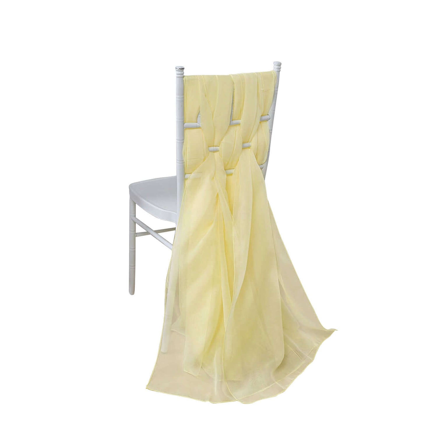 5 Pack Chiffon Chair Sashes Yellow - Soft & Lightweight Designer Chair Bows 22"x78" - Linen Luxes