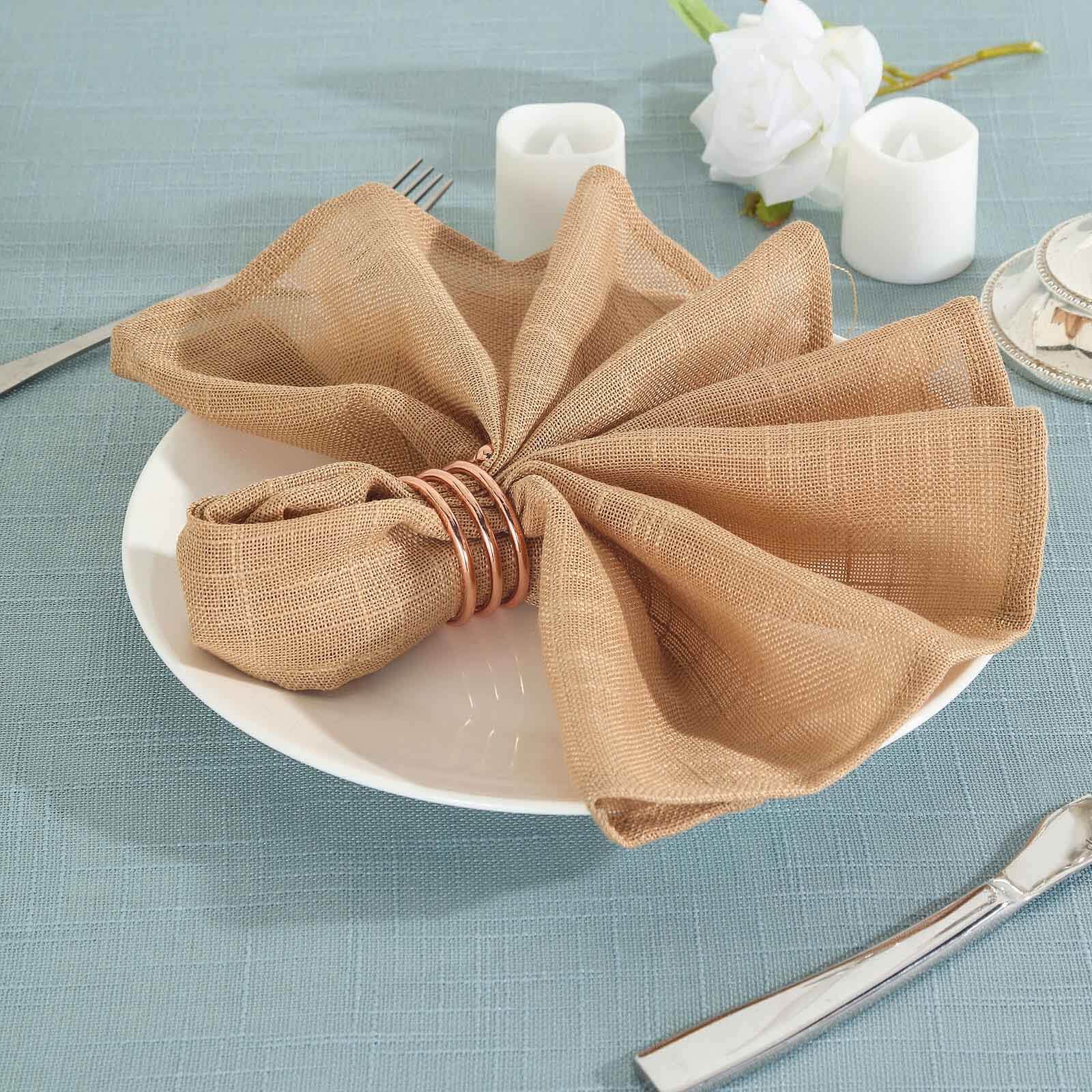 5 Pack Faux Linen 20"x20" Napkins Natural - Slubby Textured & Wrinkle Resistant Cloth Napkins - Linen Luxes