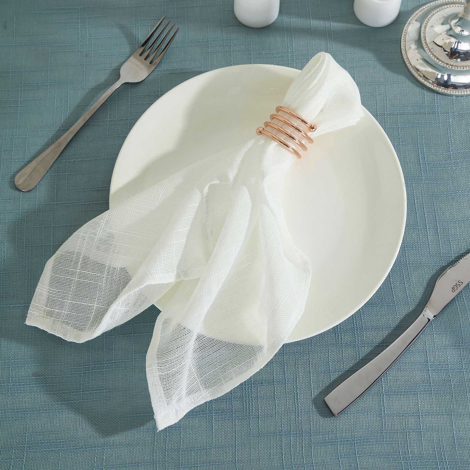 5 Pack Faux Linen 20"x20" Napkins White - Slubby Textured & Wrinkle Resistant Cloth Napkins for Rustic Boho Tablescapes - Linen Luxes