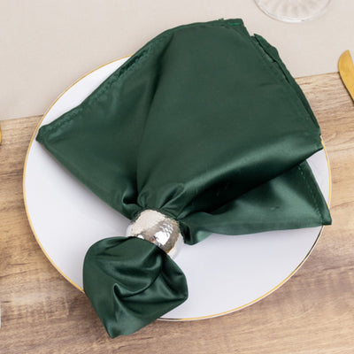 5 Pack Lamour Satin 20"x20" Napkins Hunter Emerald Green - Soft Matte Finish Dinner Napkins