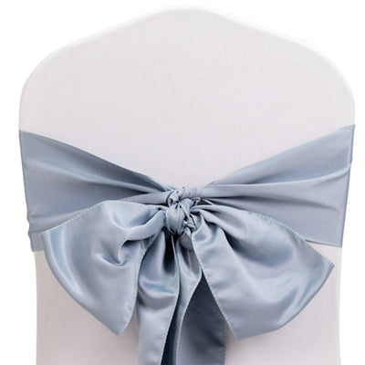 5 Pack Lamour Satin 6"x106" Chair Sashes Dusty Blue - Stylish Reusable Decorative Bows