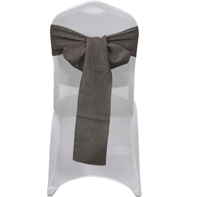 5 Pack Linen Chair Sashes 6"x108" Slubby Textured Charcoal Gray - Durable Wrinkle - Resistant Decor - Linen Luxes