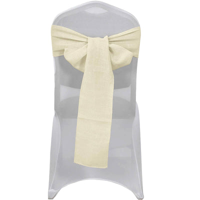 5 Pack Linen Chair Sashes 6"x108" Slubby Textured Ivory - Durable Wrinkle - Resistant Decor - Linen Luxes