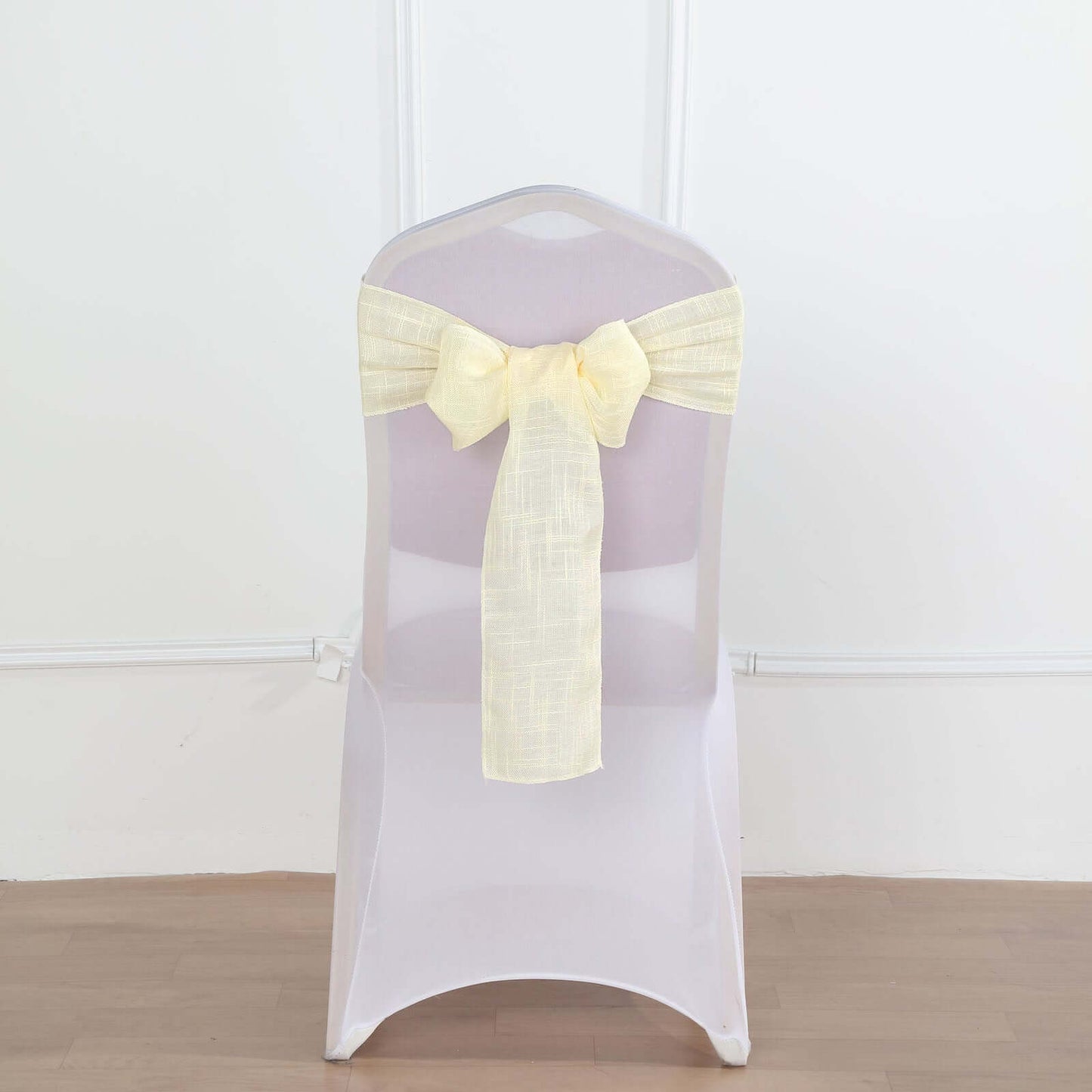 5 Pack Linen Chair Sashes 6"x108" Slubby Textured Ivory - Durable Wrinkle - Resistant Decor - Linen Luxes
