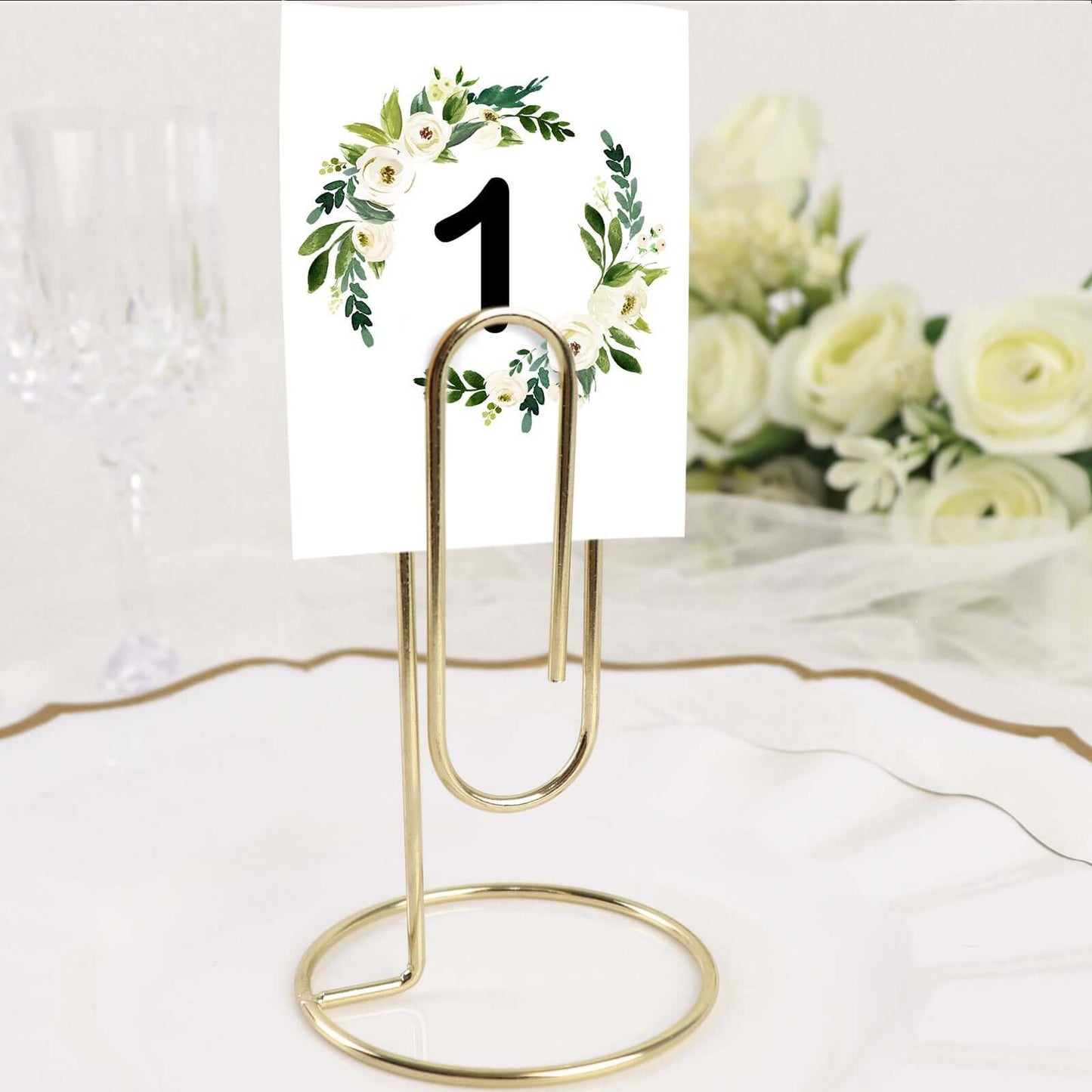 5-Pack Metal Card Holder Stands Paperclip Design Gold - Table Number Stands and Wedding Menu Clips 5"