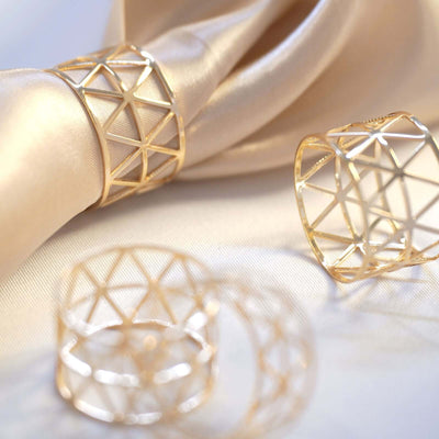5 Pack Metallic Gold Geometric Napkin Rings, Paper Napkin Holders