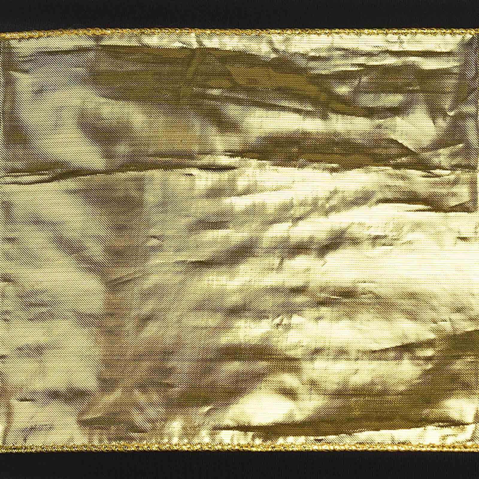 5 Pack Metallic Polyester Lame Chair Sashes with Shiny Gold Foil Finish - Dazzling Chair Decor for Weddings, Parties & Events 6"x108" - Linen Luxes