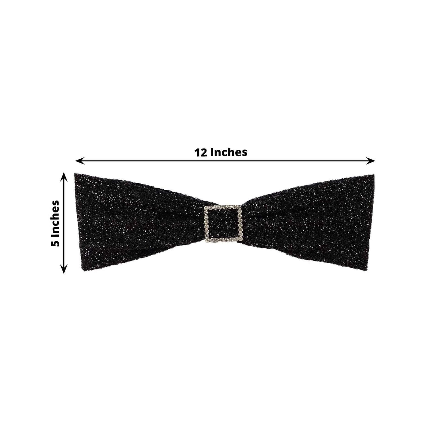 5 Pack Metallic Shimmer Tinsel Spandex Chair Sashes Black - Durable and Reusable Stretch Chair Bands for Dazzling Event & Party Decor - Linen Luxes