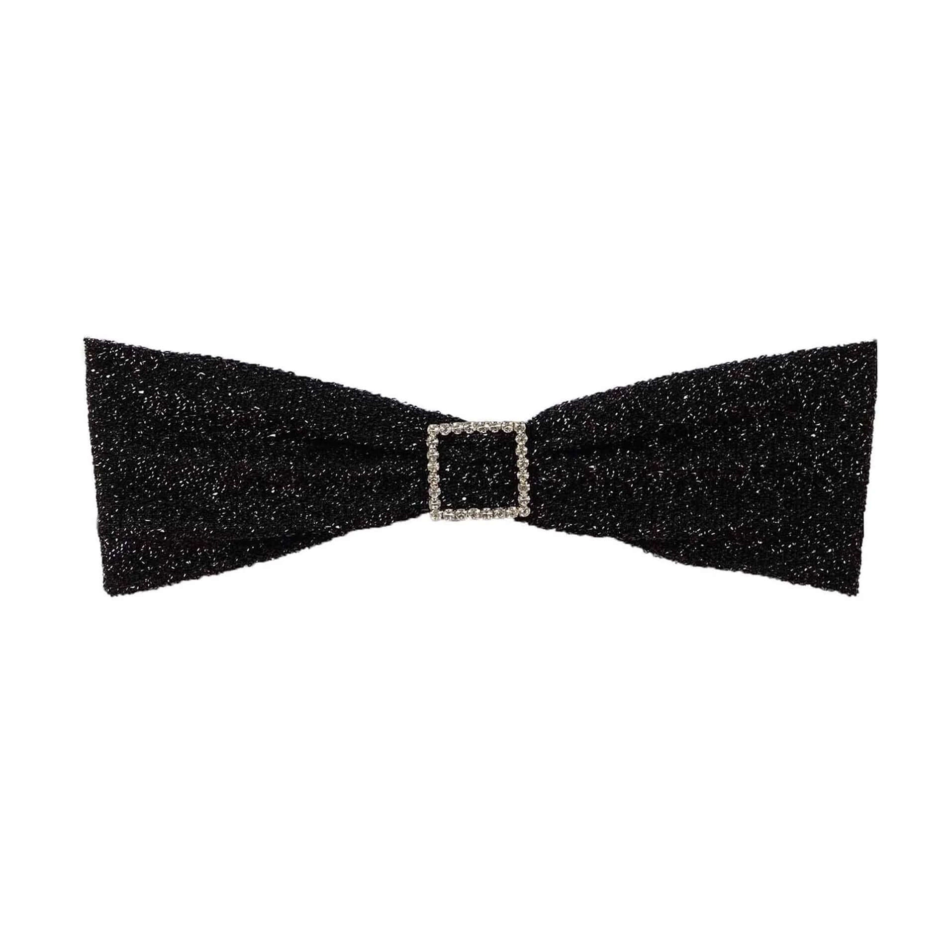 5 Pack Metallic Shimmer Tinsel Spandex Chair Sashes Black - Durable and Reusable Stretch Chair Bands for Dazzling Event & Party Decor - Linen Luxes