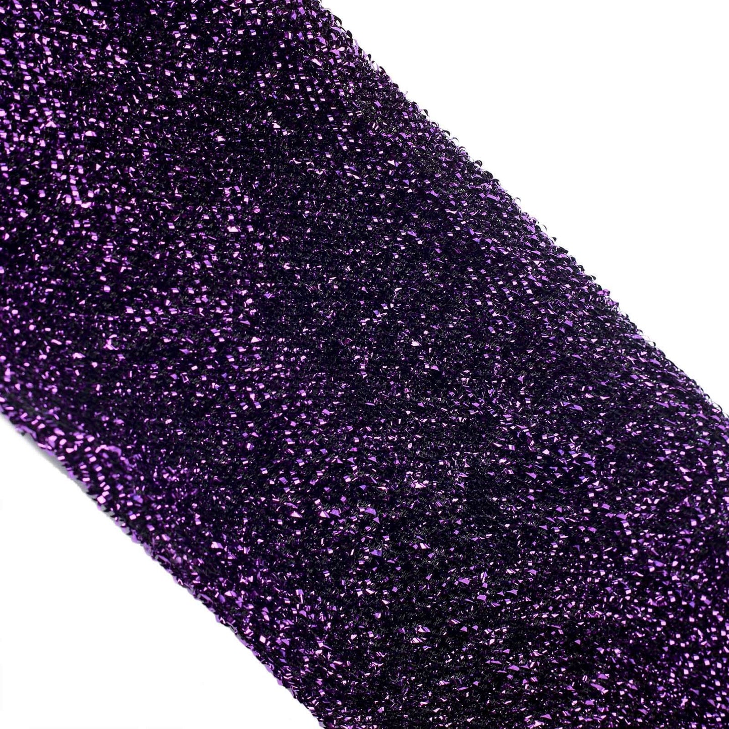 5 Pack Metallic Shimmer Tinsel Spandex Chair Sashes Purple - Durable and Reusable Stretch Chair Bands - Linen Luxes
