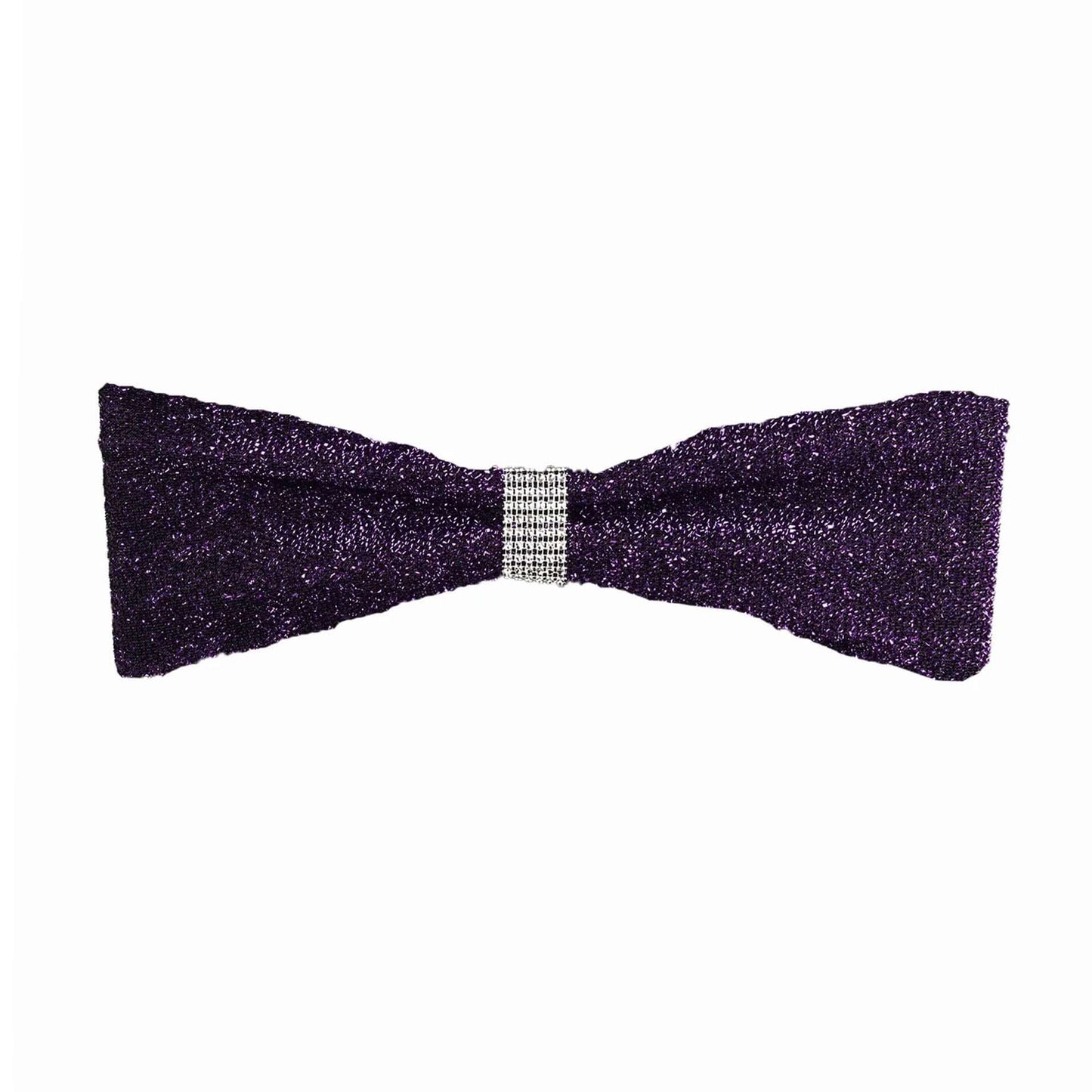 5 Pack Metallic Shimmer Tinsel Spandex Chair Sashes Purple - Durable and Reusable Stretch Chair Bands - Linen Luxes