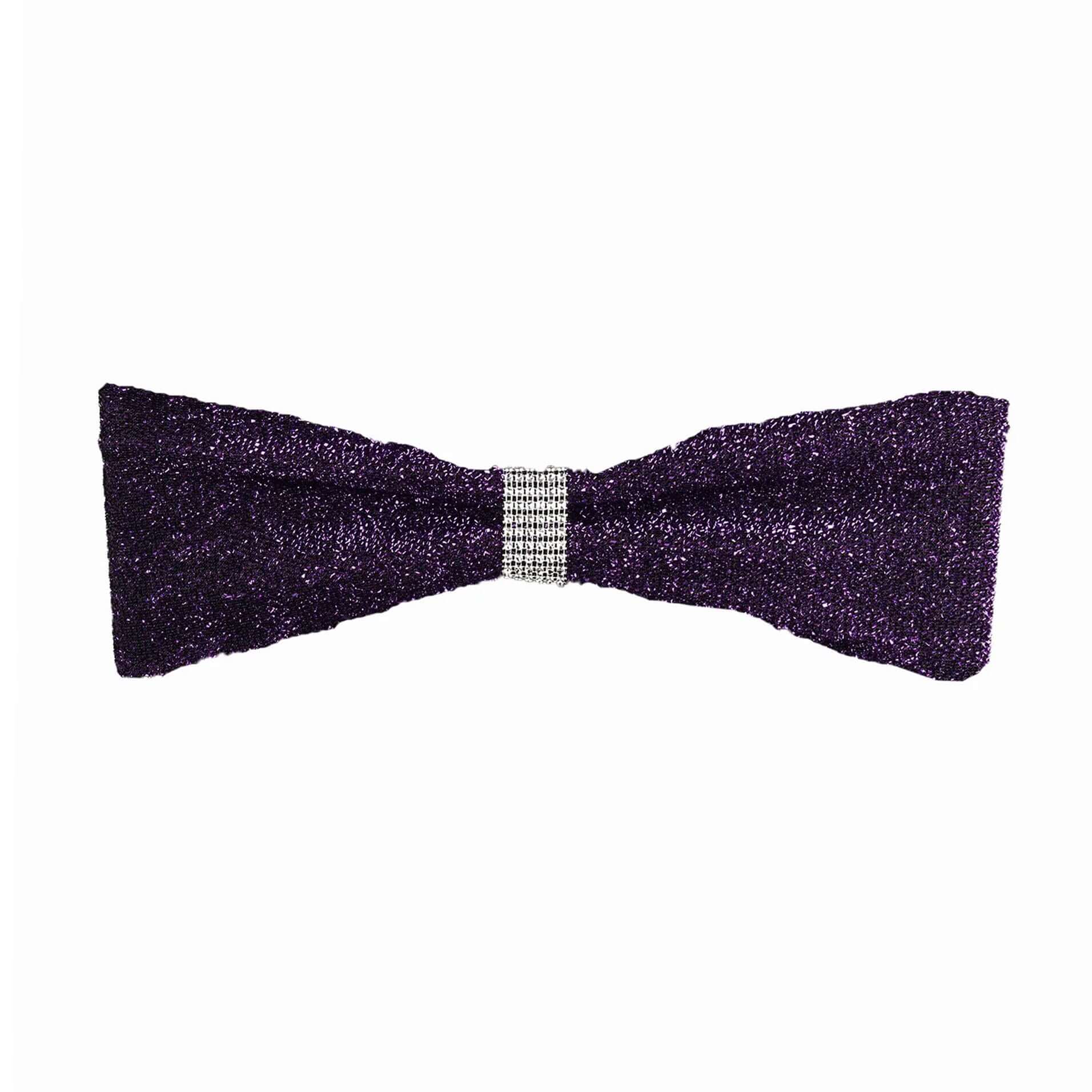 5 Pack Metallic Shimmer Tinsel Spandex Chair Sashes Purple - Durable and Reusable Stretch Chair Bands - Linen Luxes