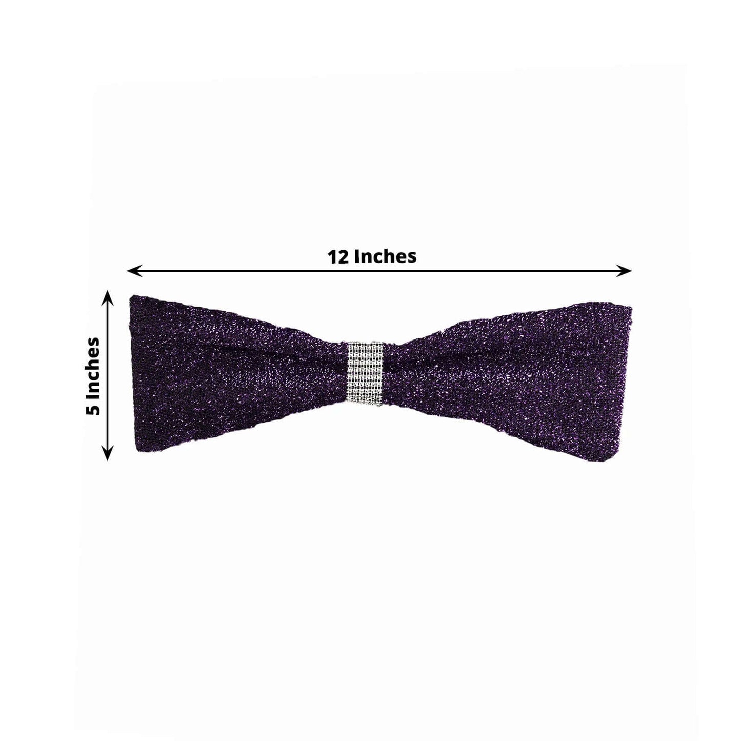 5 Pack Metallic Shimmer Tinsel Spandex Chair Sashes Purple - Durable and Reusable Stretch Chair Bands - Linen Luxes