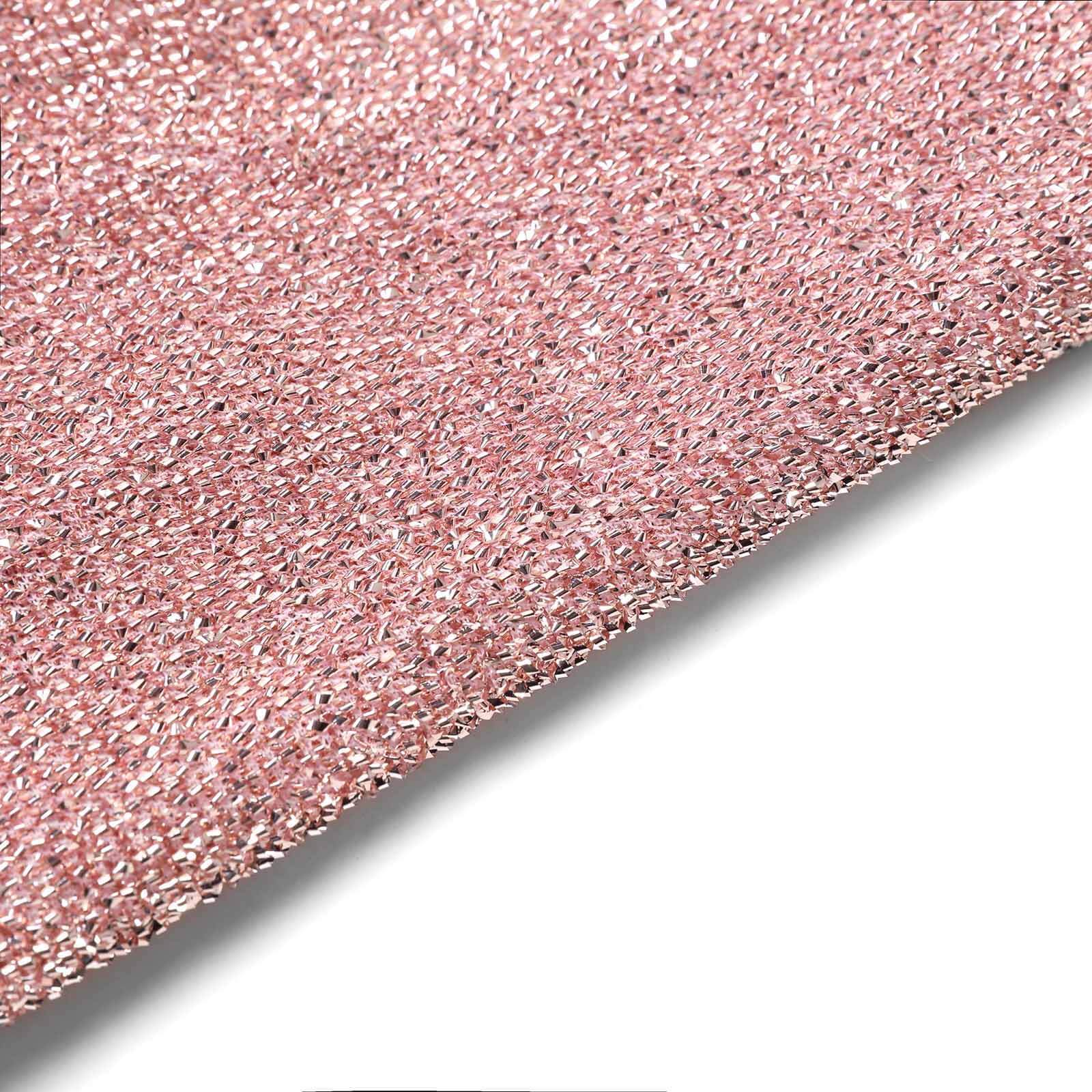 5 Pack Metallic Shimmer Tinsel Spandex Chair Sashes Rose Gold - Durable and Reusable Stretch Chair Bands - Linen Luxes