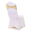 5 Pack Metallic Spandex Chair Sashes Champagne - Stretch Fit Chair Bands With Round Diamond Buckles - Linen Luxes