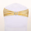5 Pack Metallic Spandex Chair Sashes Gold - Stretch Fit Chair Bands With Round Diamond Buckles for Glamorous Event Decor - Linen Luxes