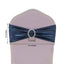 5 Pack Metallic Spandex Chair Sashes Navy Blue - Stretch Fit Chair Bands With Round Diamond Buckles - Linen Luxes