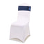 5 Pack Metallic Spandex Chair Sashes Navy Blue - Stretch Fit Chair Bands With Round Diamond Buckles - Linen Luxes