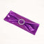 5 Pack Metallic Spandex Chair Sashes Purple - Stretch Fit Chair Bands With Round Diamond Buckles - Linen Luxes