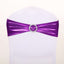 5 Pack Metallic Spandex Chair Sashes Purple - Stretch Fit Chair Bands With Round Diamond Buckles - Linen Luxes