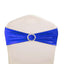 5 Pack Metallic Spandex Chair Sashes Royal Blue - Stretch Fit Chair Bands With Round Diamond Buckles - Linen Luxes