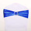 5 Pack Metallic Spandex Chair Sashes Royal Blue - Stretch Fit Chair Bands With Round Diamond Buckles - Linen Luxes