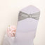 5 Pack Metallic Spandex Chair Sashes Silver - Stretch Fit Chair Bands With Round Diamond Buckles - Linen Luxes