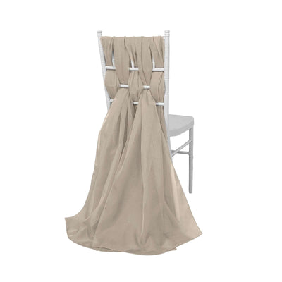 5 Pack Natural DIY Designer Chiffon Chair Sashes - 22"x78" - Linen Luxes