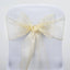 5 Pack Organza Chair Sashes Champagne - Reusable Sheer Chair Bows 6"x108" - Linen Luxes