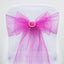 5 Pack Organza Chair Sashes Fuchsia - Reusable Sheer Chair Bows 6"x108" - Linen Luxes