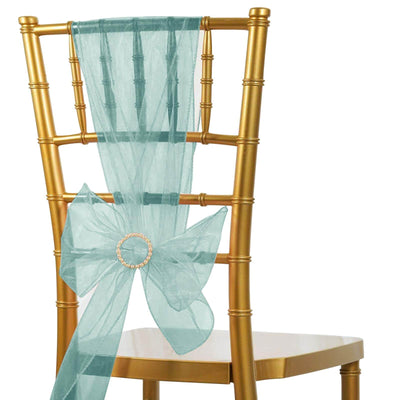 5 Pack Organza Chair Sashes Hunter Emerald Green - Reusable Sheer Chair Bows 6"x108" - Linen Luxes