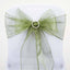 5 Pack Organza Chair Sashes Olive Green - Reusable Sheer Chair Bows 6"x108" - Linen Luxes