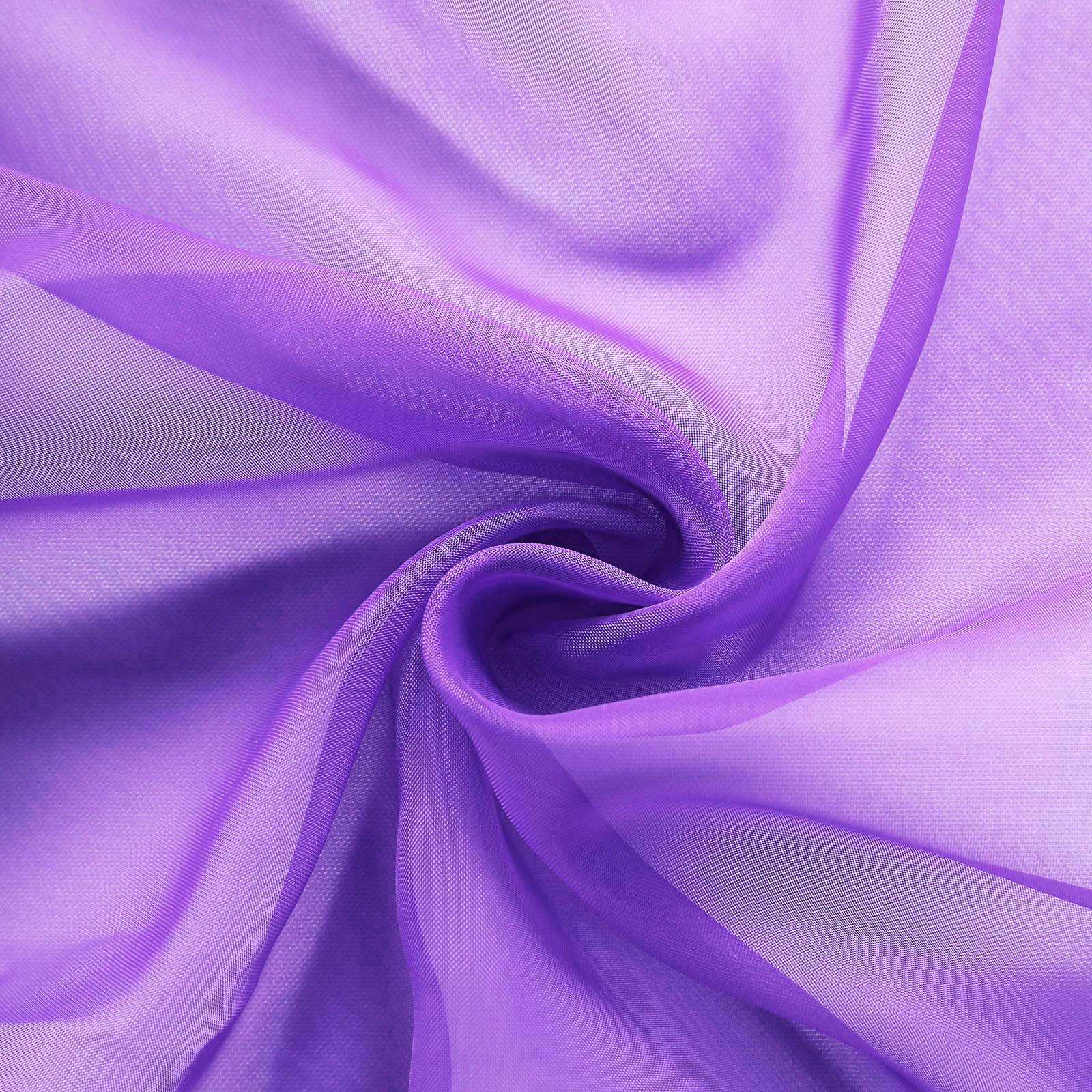 5 Pack Organza Chair Sashes Purple - Reusable Sheer Chair Bows 6"x108" - Linen Luxes