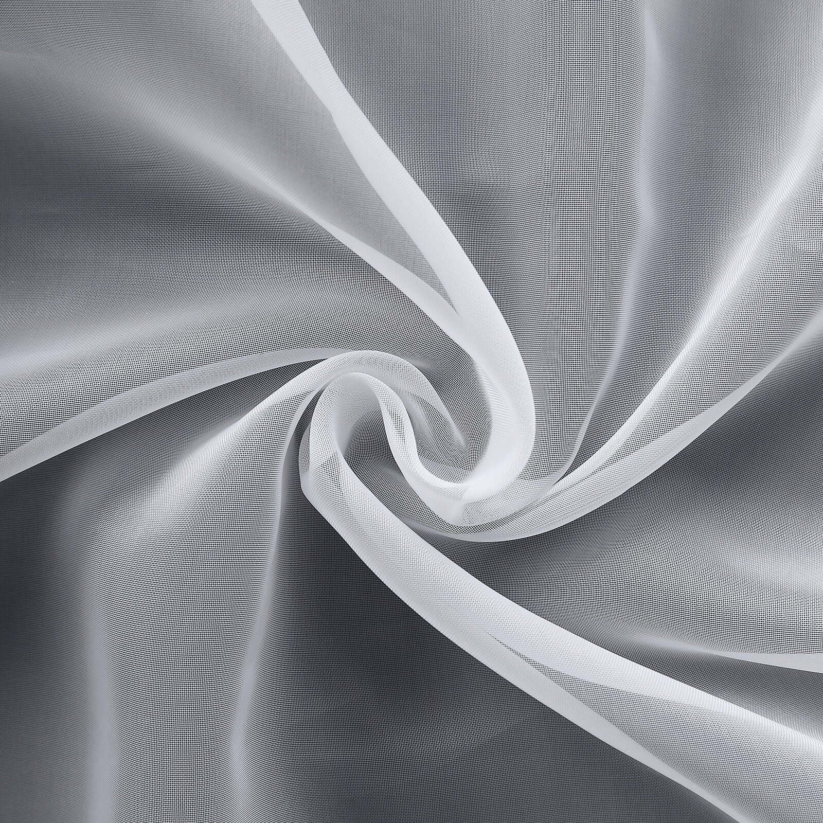 5 Pack Organza Chair Sashes White - Timeless Reusable Sheer Chair Bows for Chic Events 6"x108" - Linen Luxes