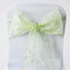 5 Pack Organza Chair Sashes with Satin Leaf Embroidery Apple Green - Reusable Sheer Design 7"x108" - Linen Luxes