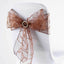 5 Pack Organza Chair Sashes with Satin Leaf Embroidery Chocolate - Reusable Sheer Design 7"x108" - Linen Luxes