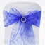 5 Pack Organza Chair Sashes with Satin Leaf Embroidery Royal Blue - Reusable Sheer Design 7"x108" - Linen Luxes