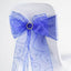 5 Pack Organza Chair Sashes with Satin Leaf Embroidery Royal Blue - Reusable Sheer Design 7"x108" - Linen Luxes