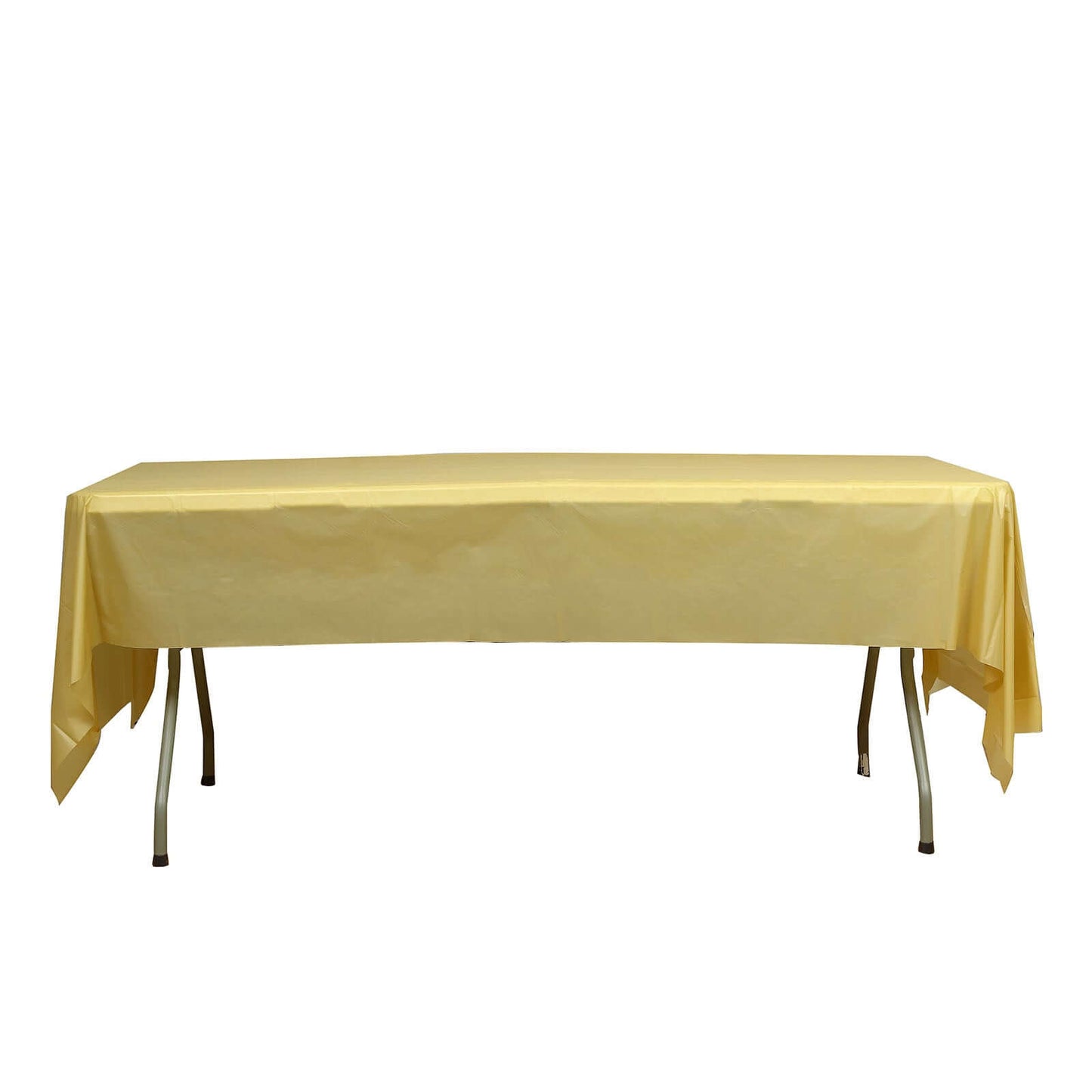 5 - Pack Plastic Table Covers Gold Rectangle - Reliable PVC Disposable Covers for Gatherings 54"x108" - Linen Luxes