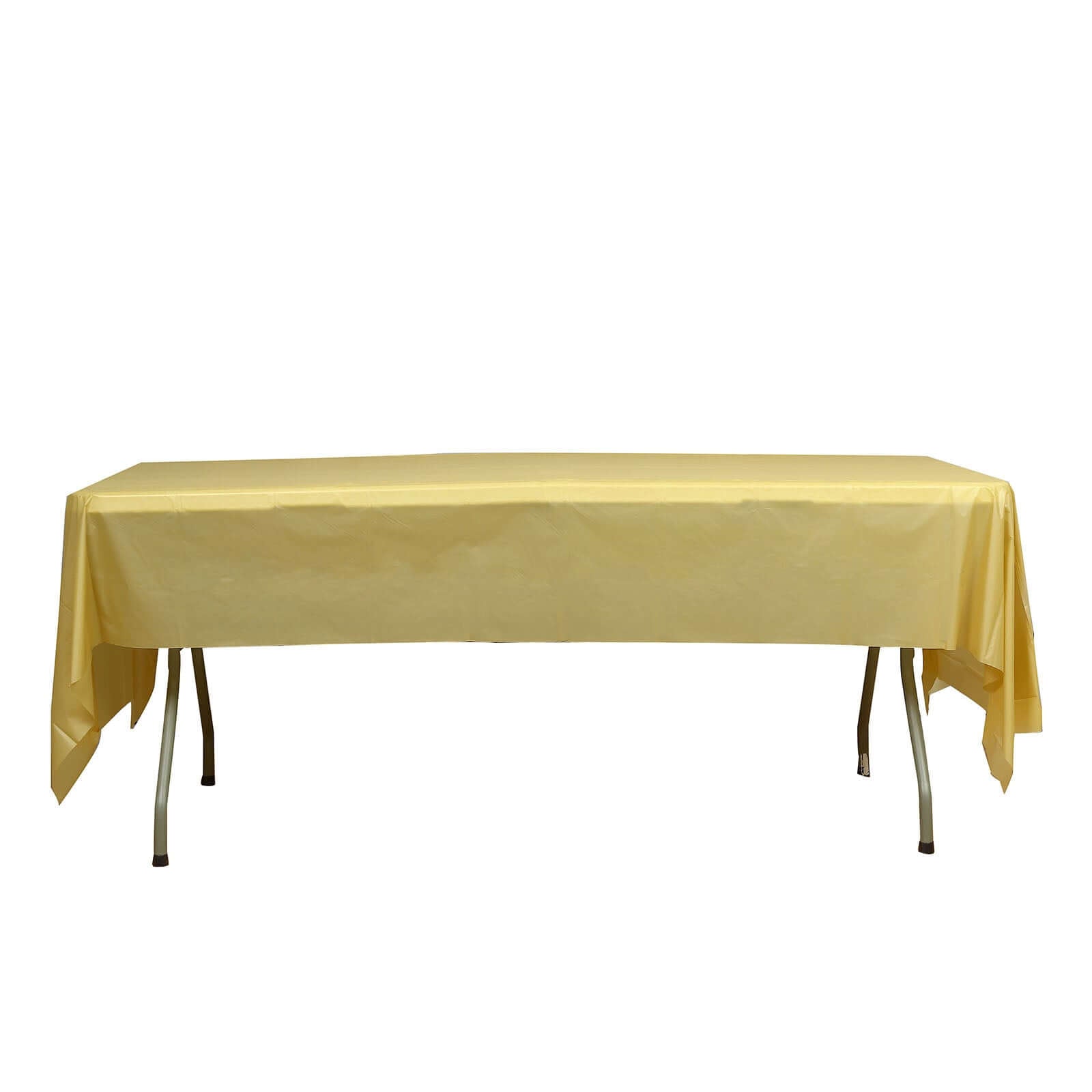 5 - Pack Plastic Table Covers Gold Rectangle - Reliable PVC Disposable Covers for Gatherings 54"x108" - Linen Luxes