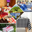 5 - Pack Plastic Table Covers Navy Blue Checkered Rectangle - Durable PVC Disposable Covers for Events 54"x108" - Linen Luxes