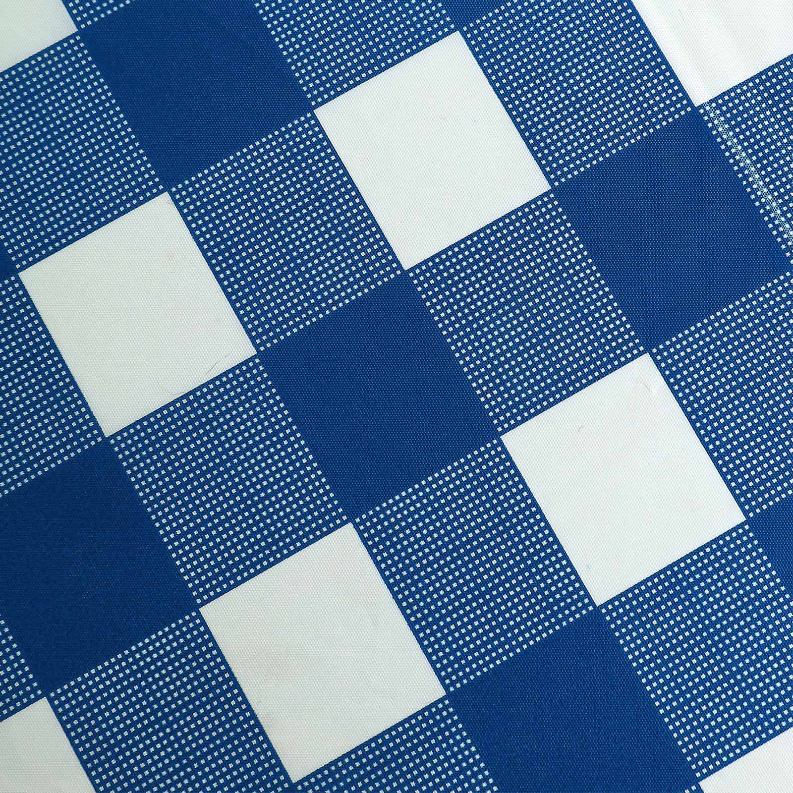 5 - Pack Plastic Table Covers Navy Blue Checkered Rectangle - Durable PVC Disposable Covers for Events 54"x108" - Linen Luxes