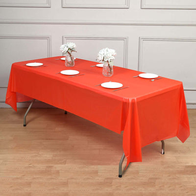 5 - Pack Plastic Table Covers Red Rectangle - Reliable PVC Disposable Covers for Gatherings 54"x108" - Linen Luxes