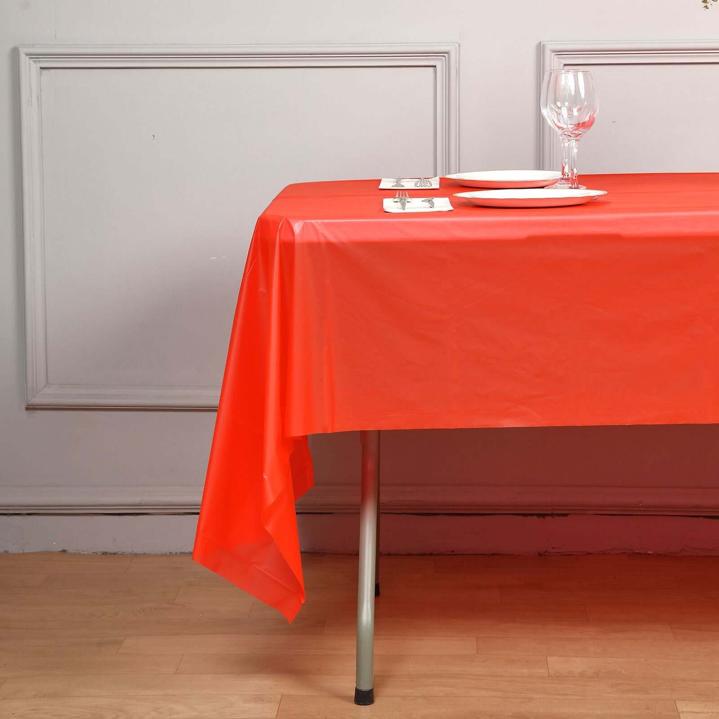 5 - Pack Plastic Table Covers Red Rectangle - Reliable PVC Disposable Covers for Gatherings 54"x108" - Linen Luxes