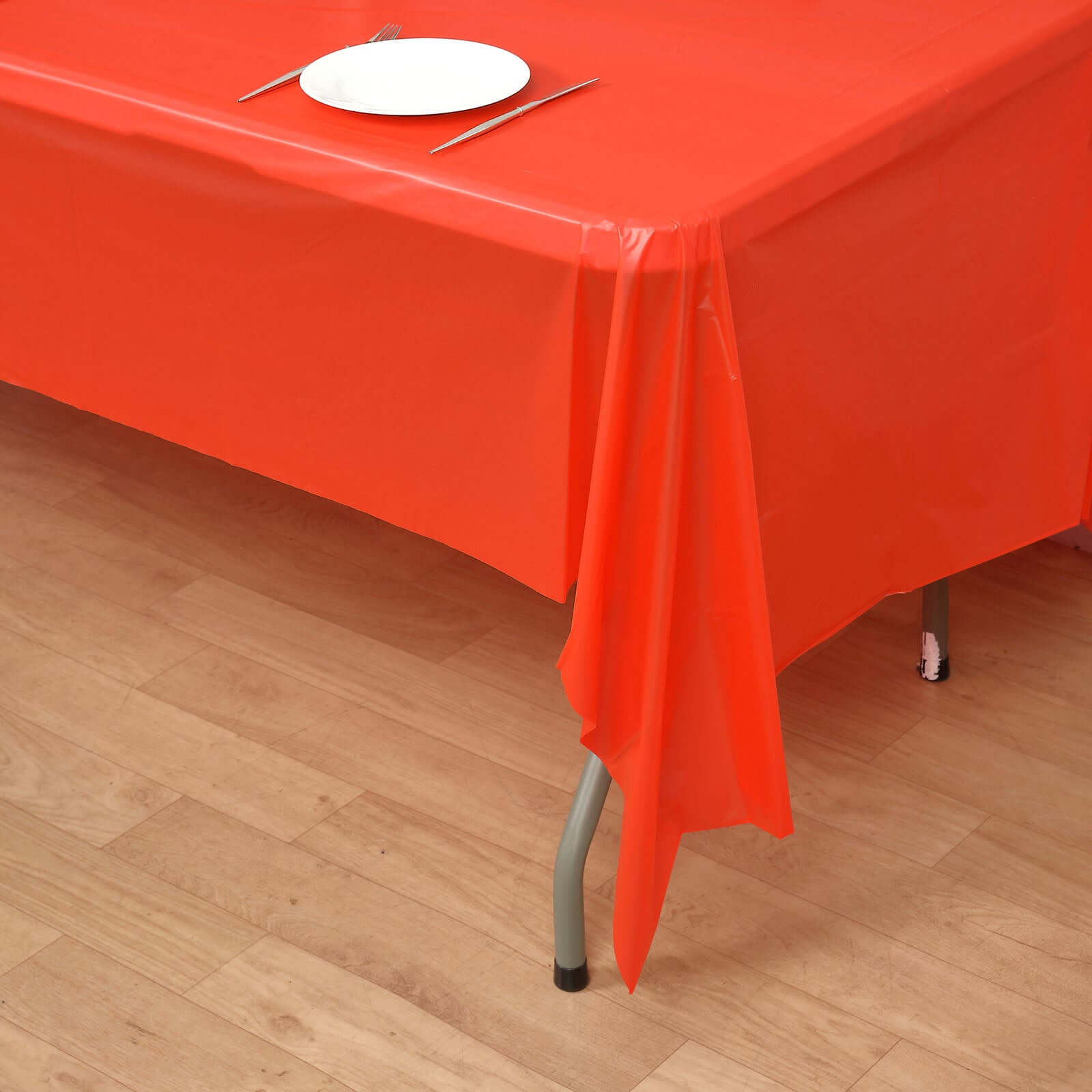 5 - Pack Plastic Table Covers Red Rectangle - Reliable PVC Disposable Covers for Gatherings 54"x108" - Linen Luxes